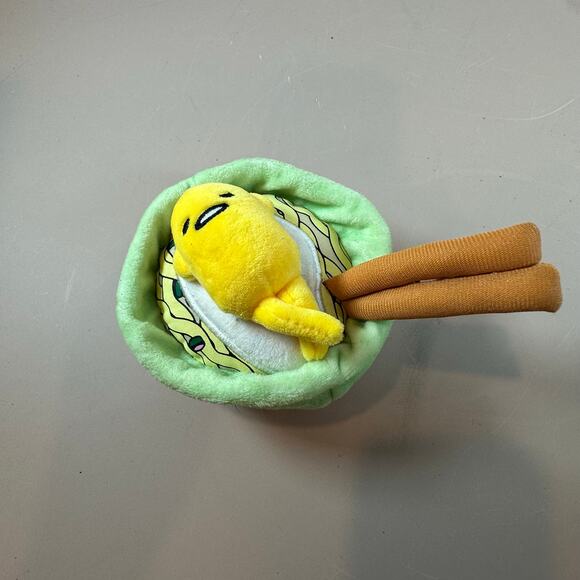 Gund Gudetama The Lazy Egg Sanrio Plush Noodle Bowl Chopsticks Ramen Stuffed Toy - Picture 2 of 7
